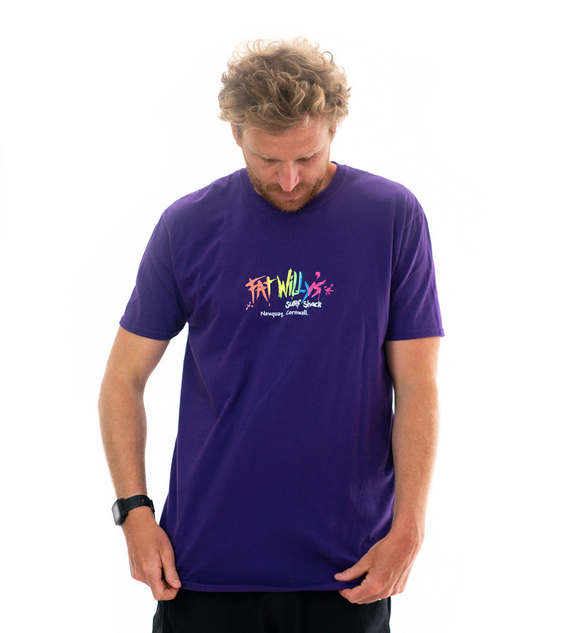 Fat Willy's Newquay adult t-shirt in Purple