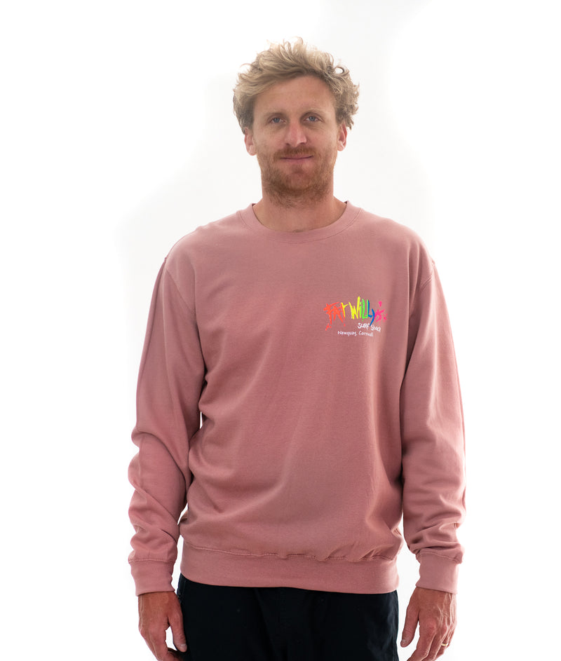 Fat Willy's Surf Shack Newquay Adult Sweatshirt Dusty Pink