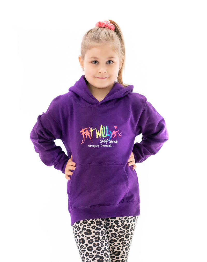 Fat Willy's Newquay Kids Hoodie in Purple