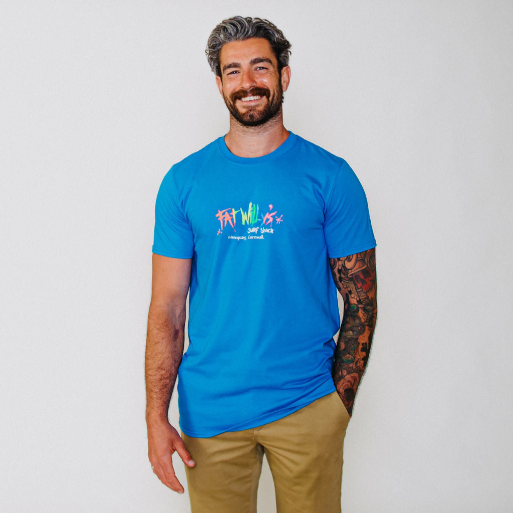 Fat Willy's Surf Shack Newquay Adult T Shirt Sapphire Blue