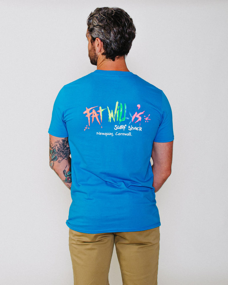 Fat Willy's Surf Shack Newquay Adult T Shirt Sapphire Blue