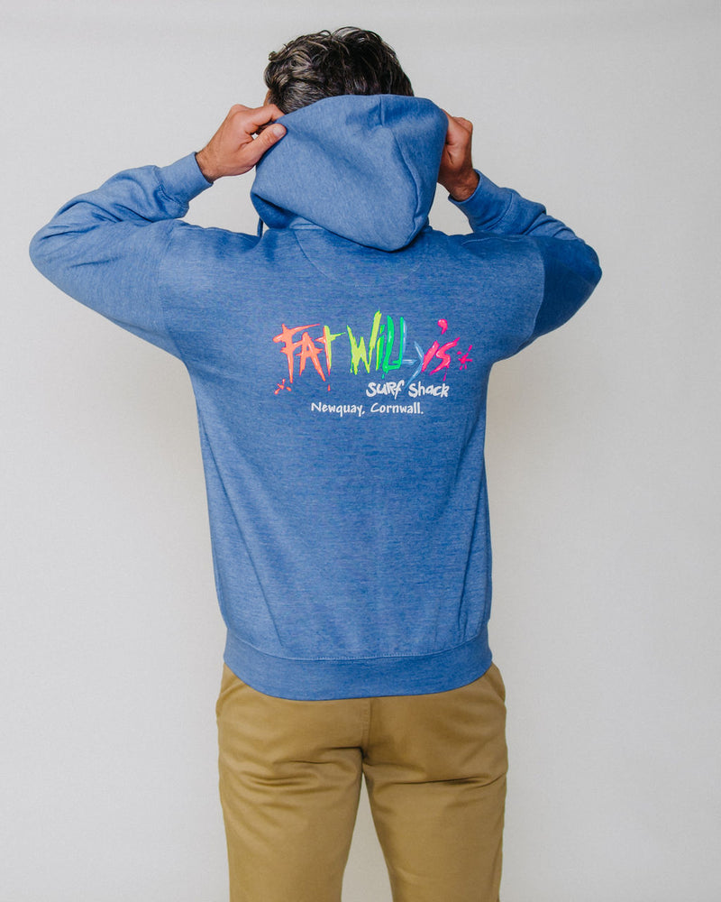 Fat Willy's Surf Shack Newquay Adult Hoodie Royal Blue Melange