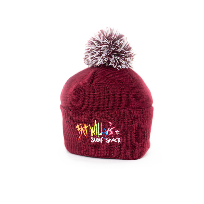 Fat Willy's adult bobble hat burgundy