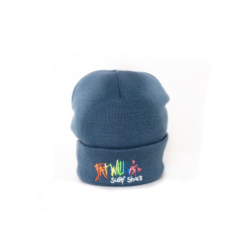 Fat Willy's beanie hat newquay petrol blue