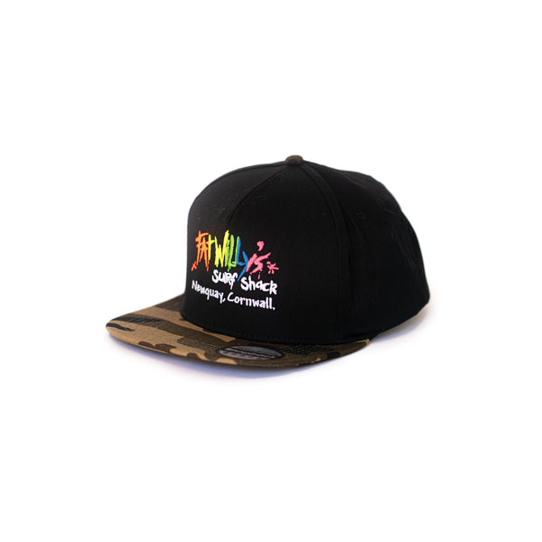 fat willy's newquay snapback cap black camouflage