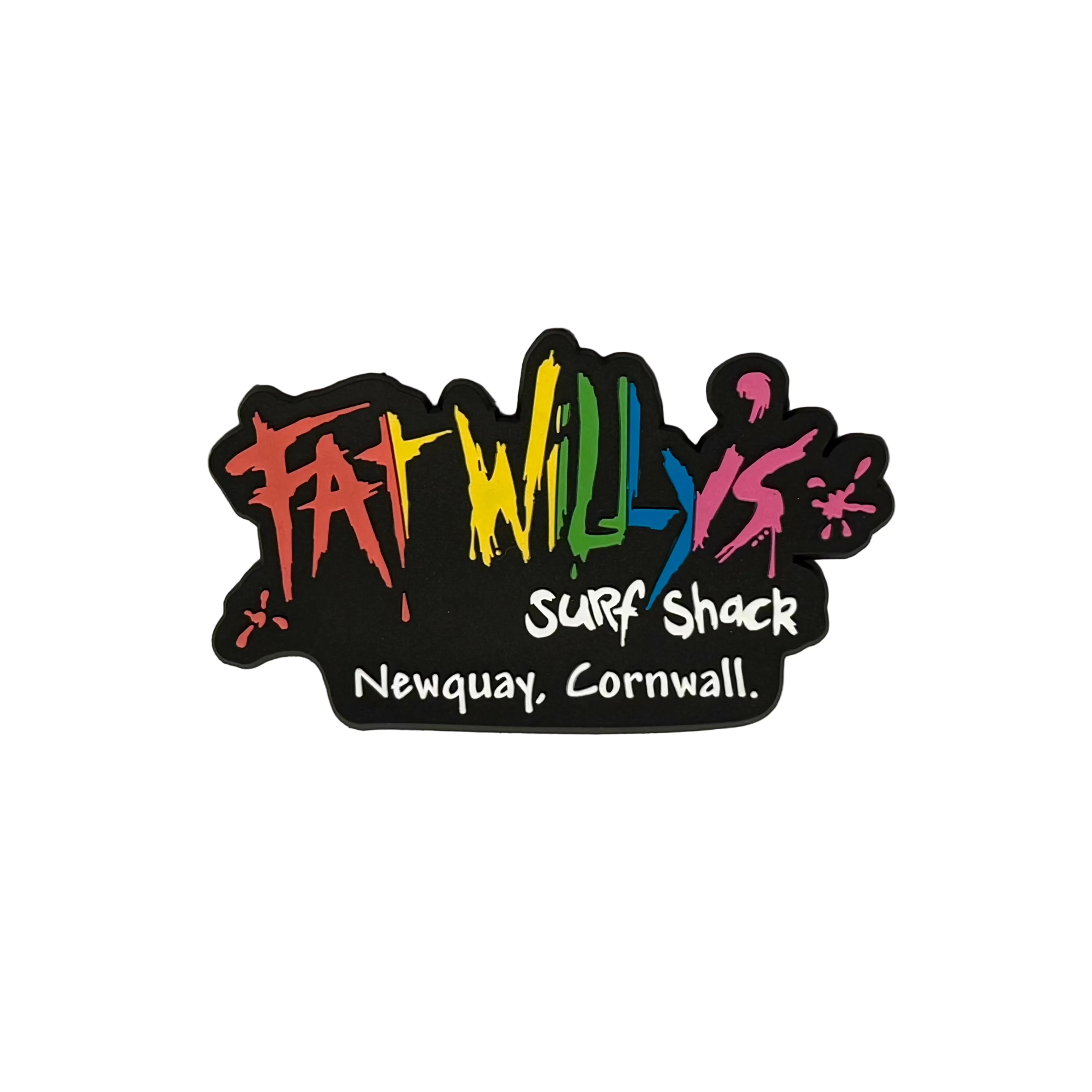 Colorful 'Fat Willy's Surf Shack' logo magnet on a white background