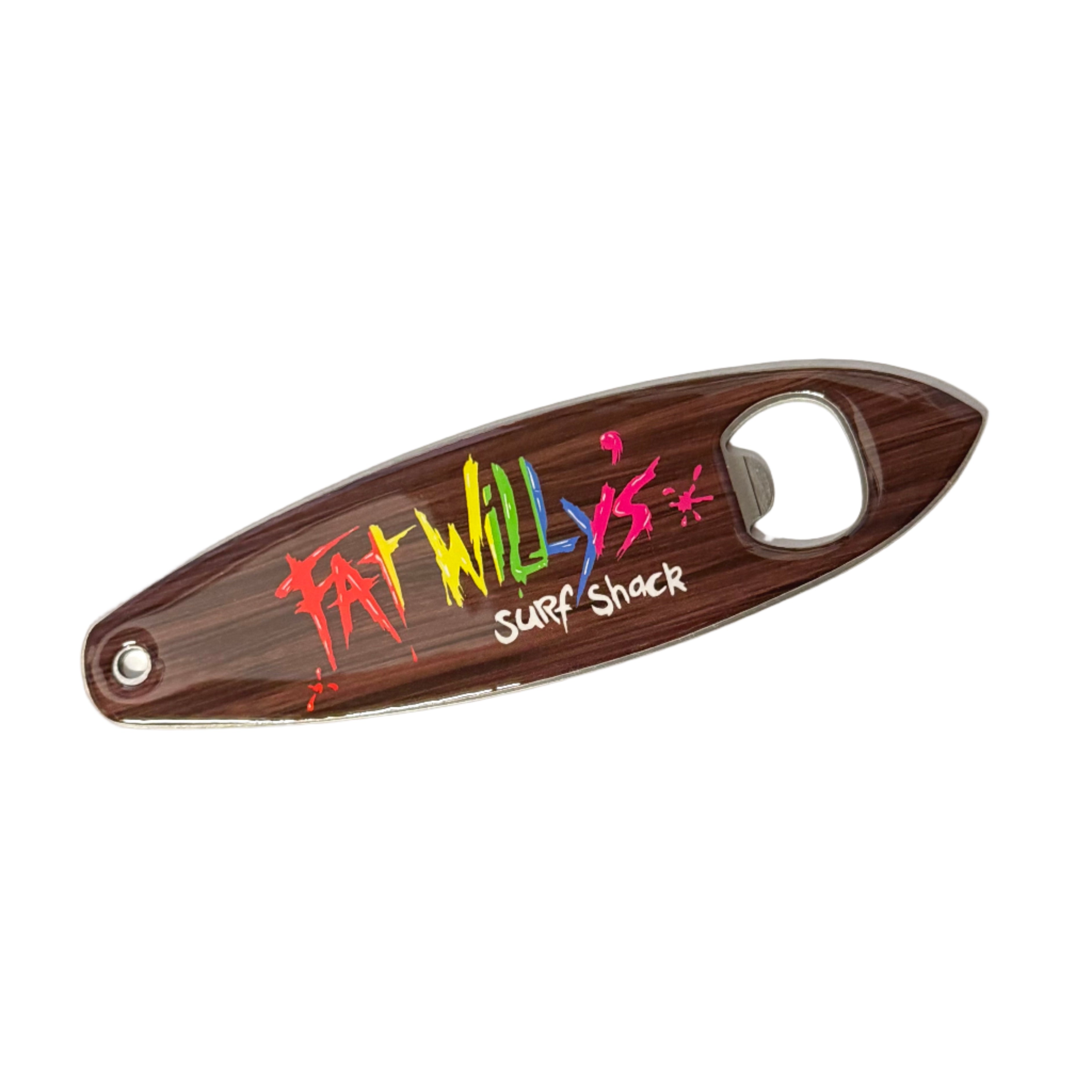 Fat Willy's Surf Shack bottle opener on a white surface