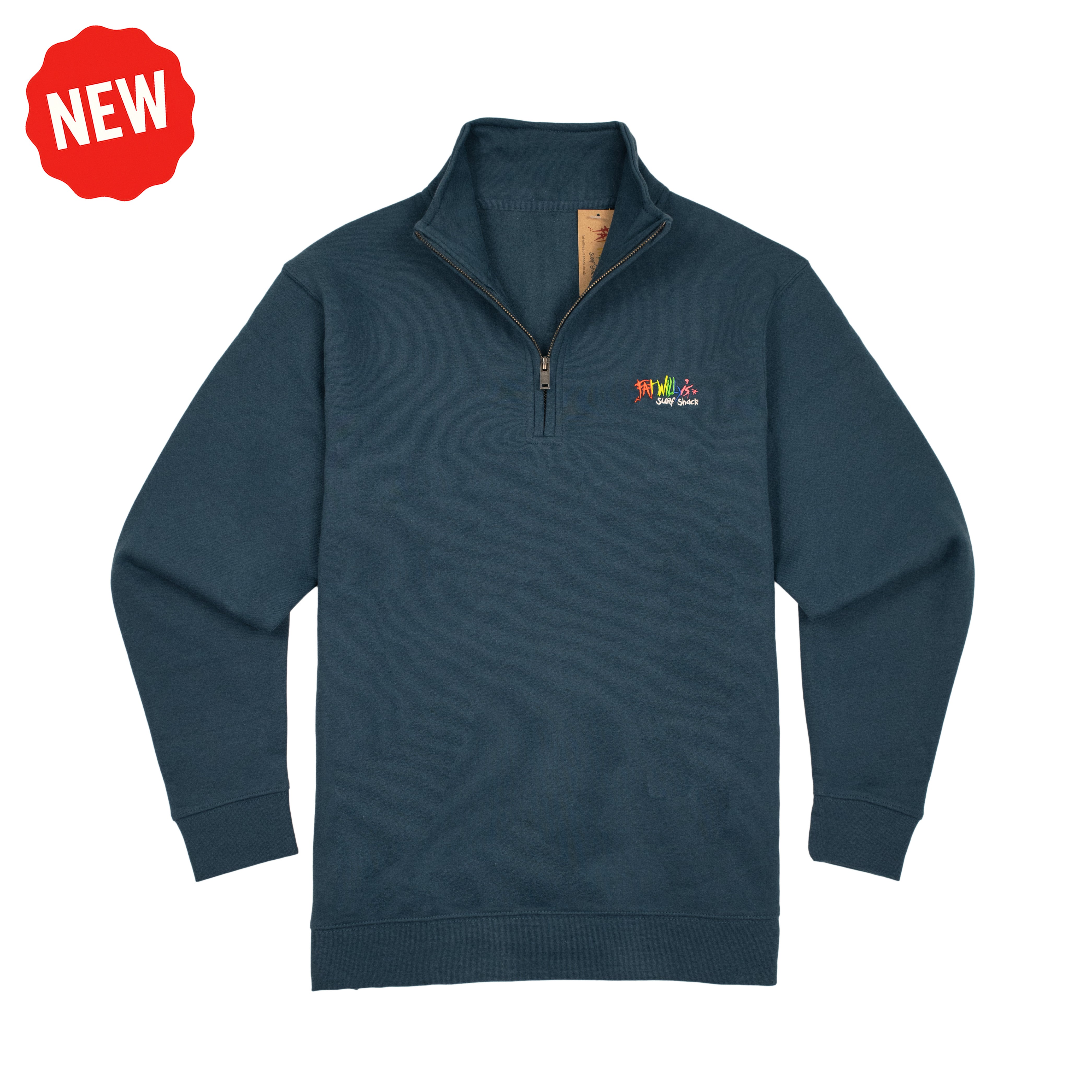 Deep Sea Blue Quarter Zip | Fat Willy's Surf Shack Newquay