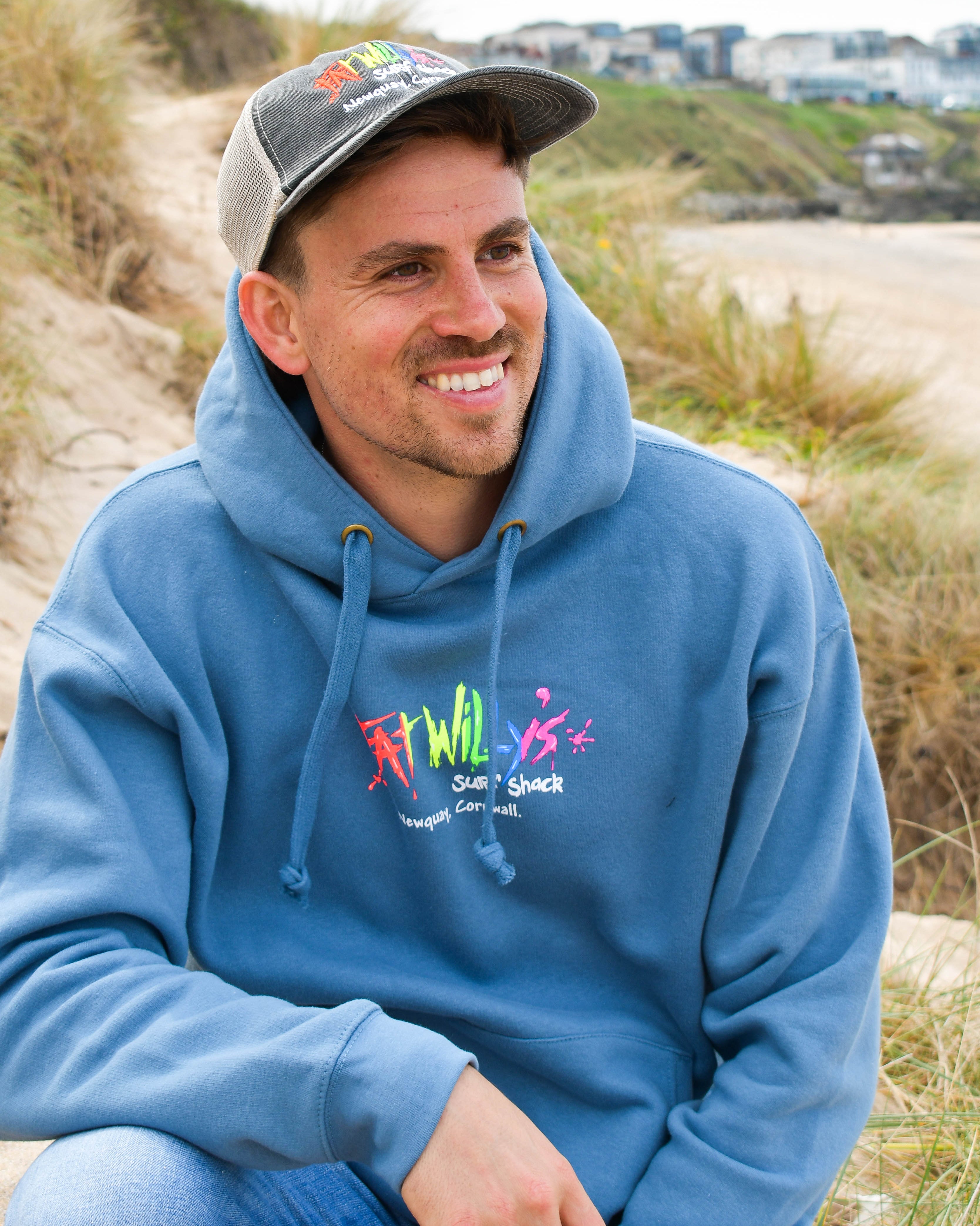 Ocean Blue Hoodie | Fat Willy's Surf Shack Newquay Cornwall – Fat