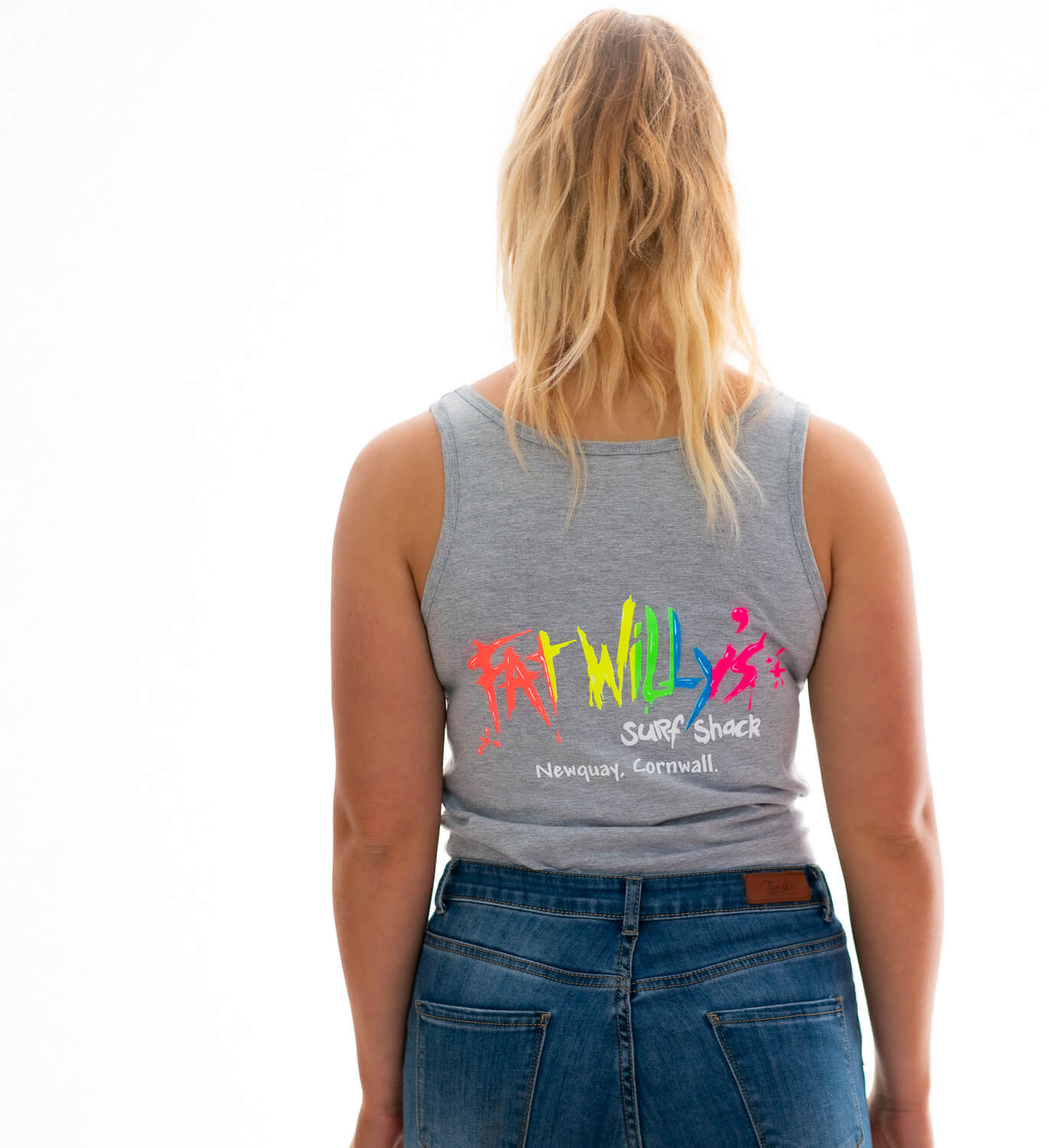 Fat Willy's Surf Shack Newquay Ladies Cut Vest Grey