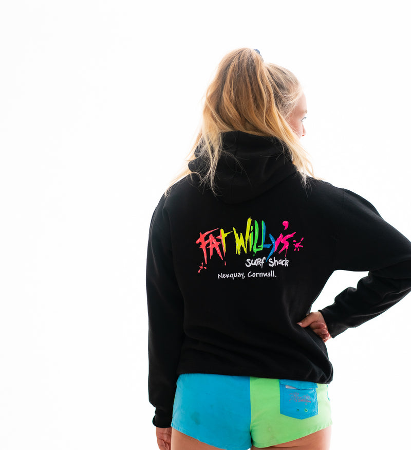 Fat Willy's Surf Shack Newquay Adult Hoodie Black