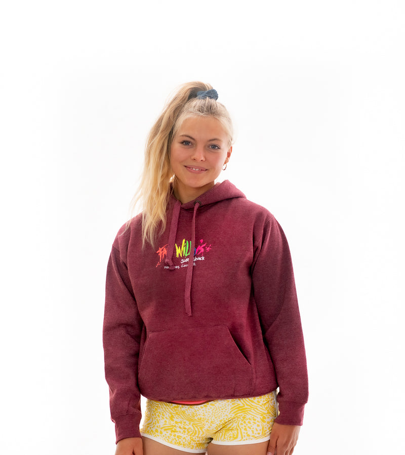 Fat Willy's Surf Shack Newquay Adult Hoodie Wine Melange