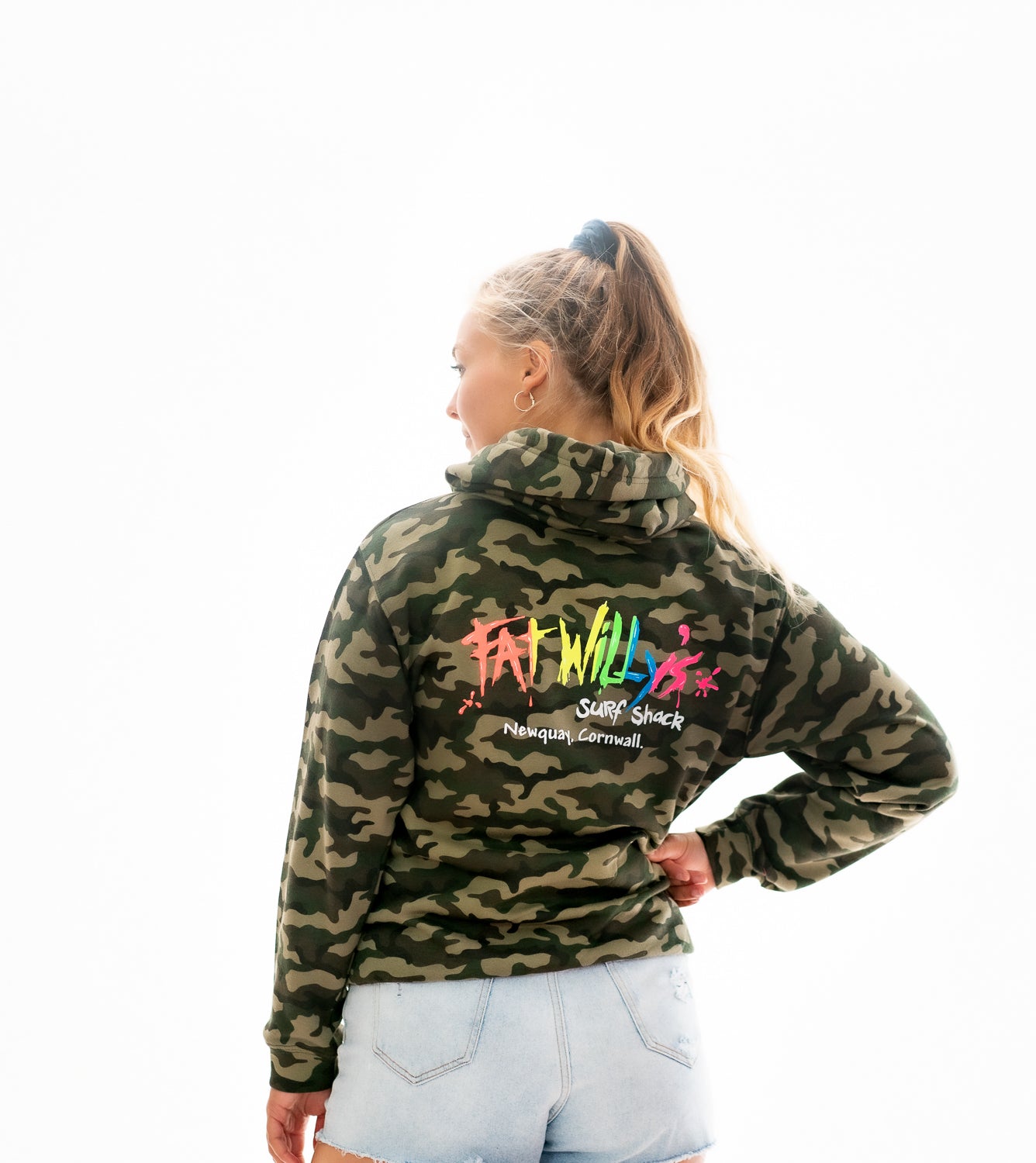 Fat Willy's Surf Shack Newquay Adult Hoodie Camouflage