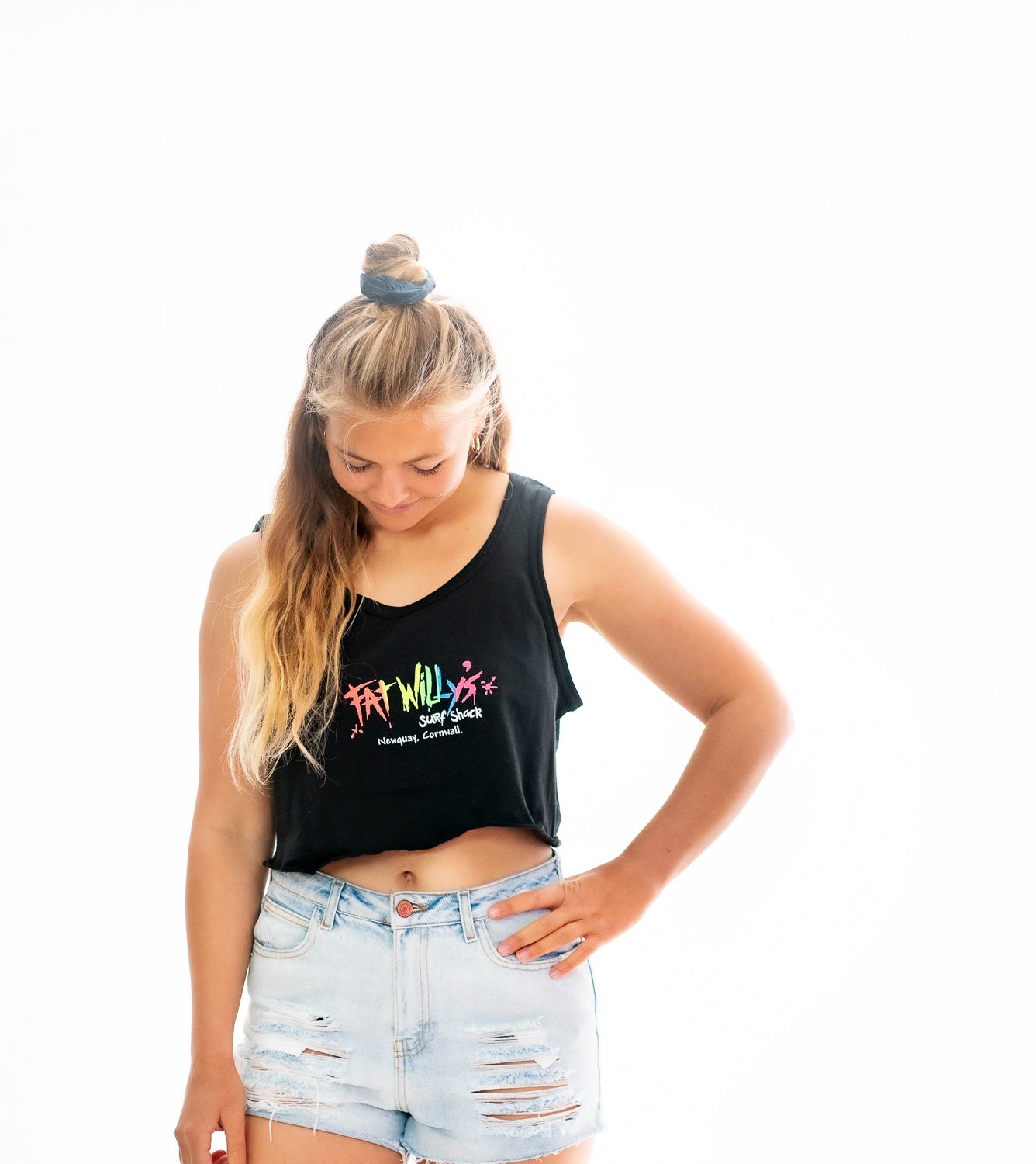 Fat Willy's Newquay adult men's vest in Black cropped