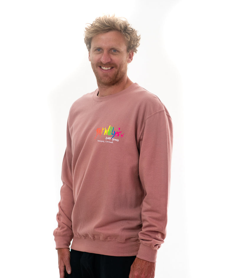 Fat Willy's Surf Shack Newquay Adult Sweatshirt Dusty Pink