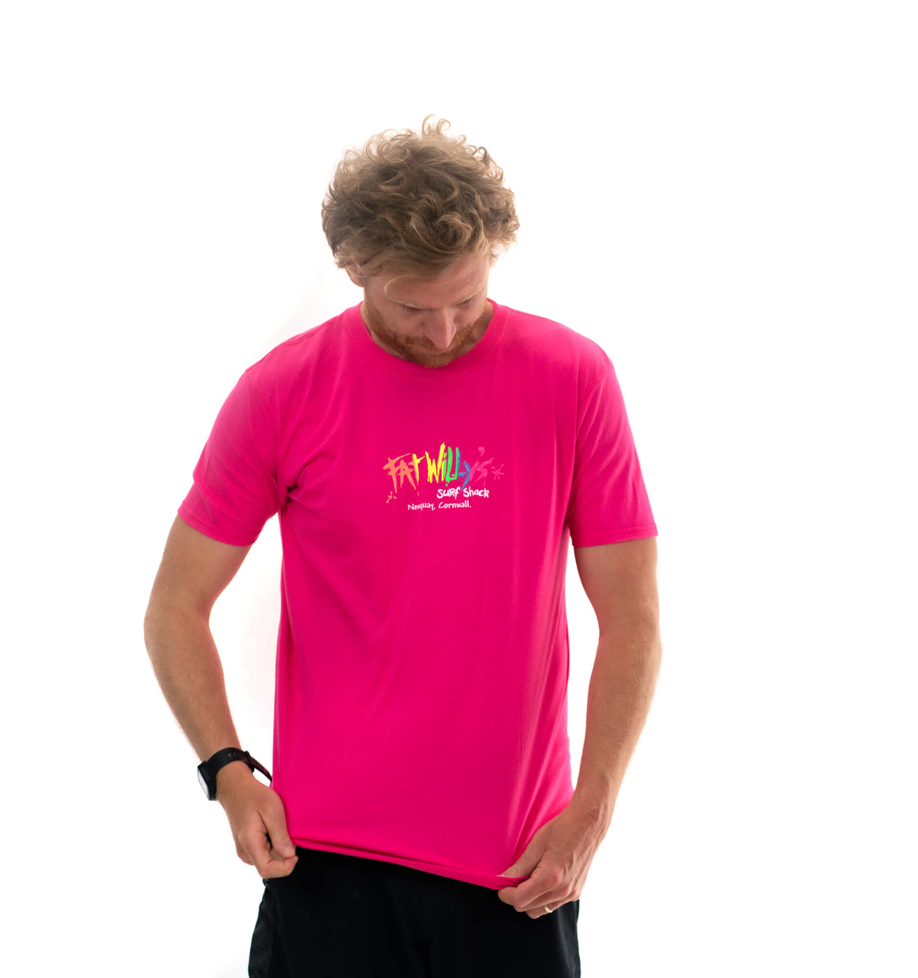 Fat Willy's Surf Shack Newquay Adult T Shirt Pink