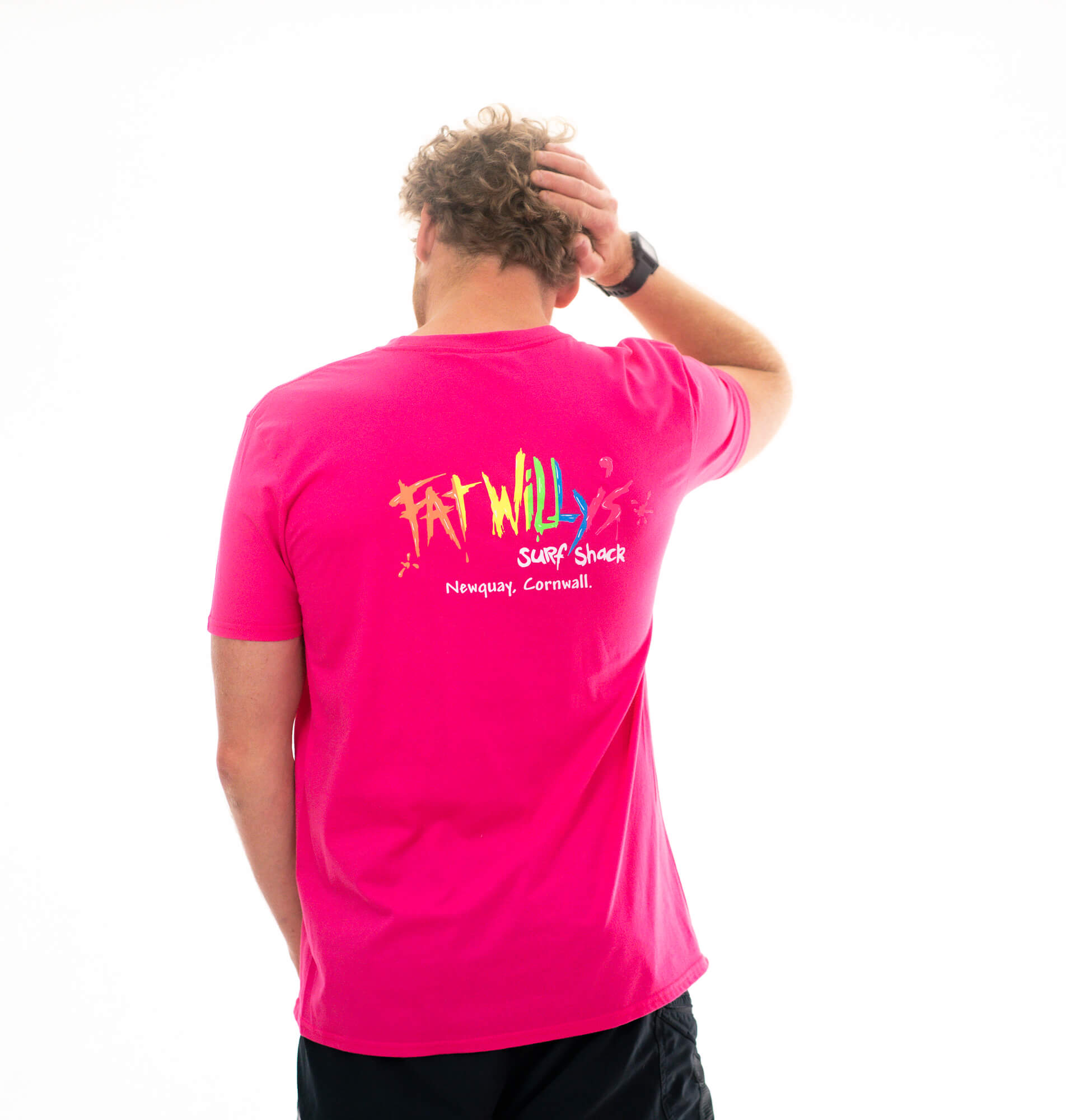 Fat Willy's Surf Shack Newquay Adult T Shirt Pink
