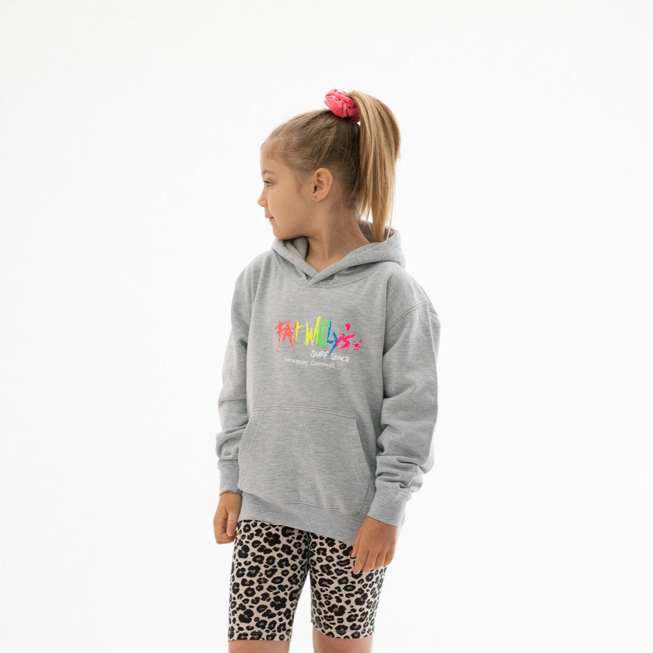 fat willy's newquay kids hoodie heather grey
