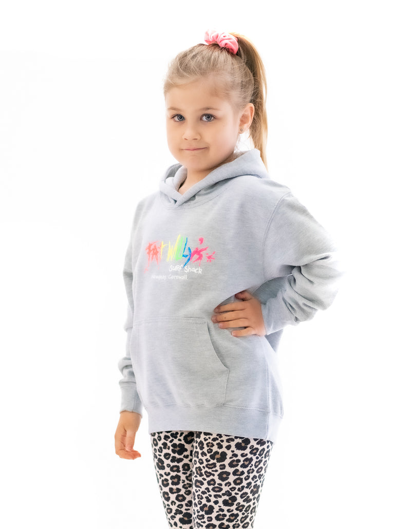 fat willy's newquay kids hoodie heather grey