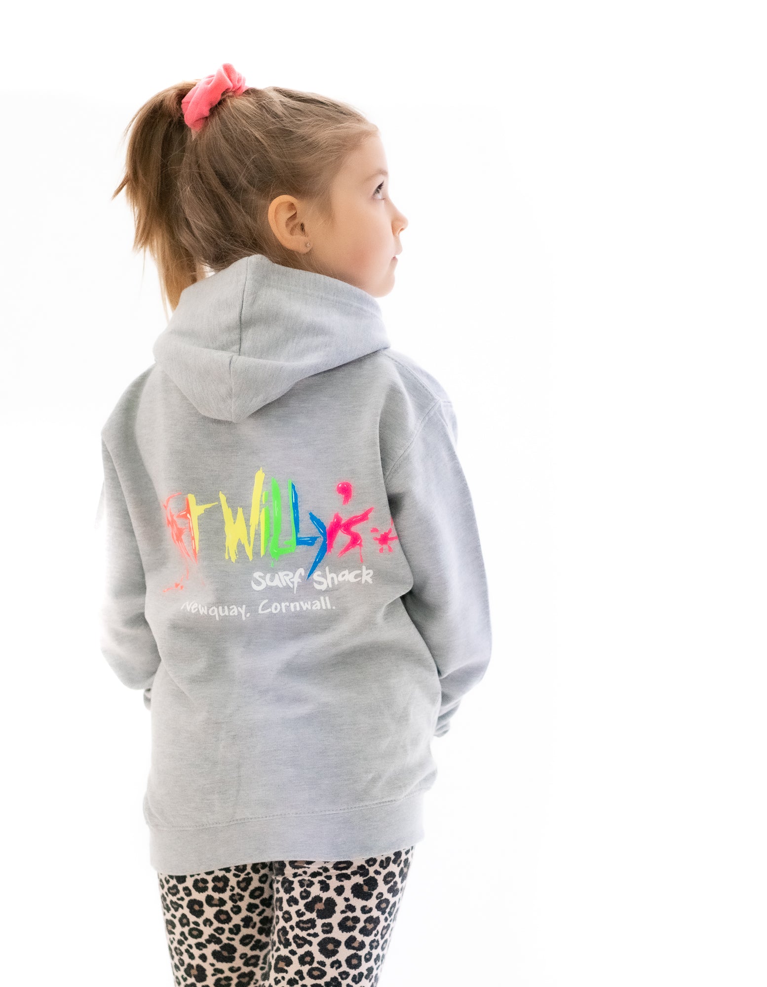 fat willy's newquay kids hoodie heather grey