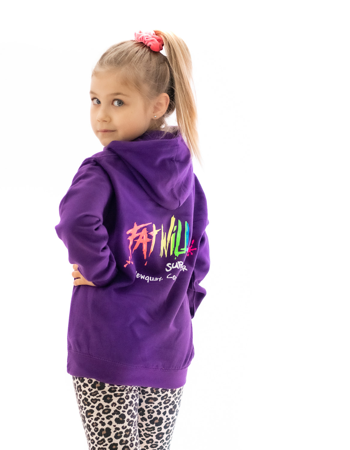 Fat Willy's Newquay Kids Hoodie in Purple