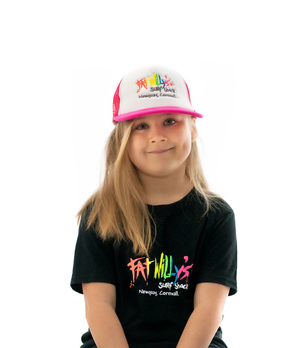 Fat Willy's Newquay Kids Trucker Cap in Pink