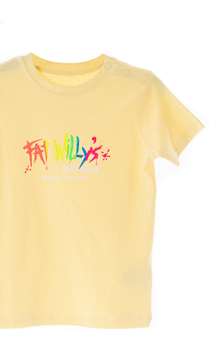 Fat Willy's Newquay toddler t-shirt in lemon yellow