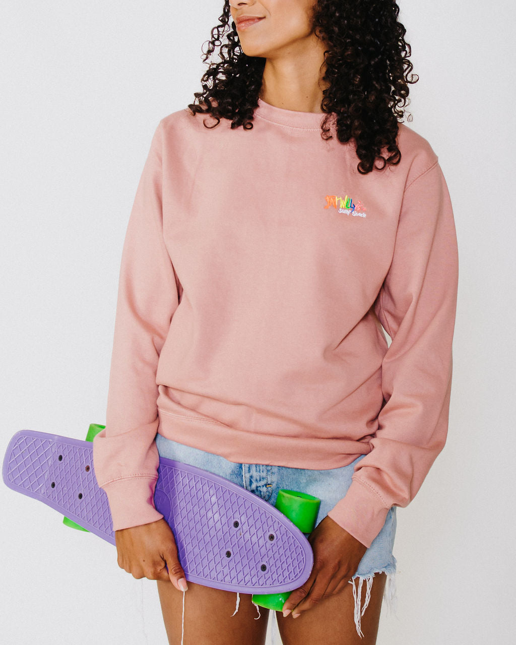 Fat Willy's Surf Shack Newquay Adult Sweatshirt Dusty Pink