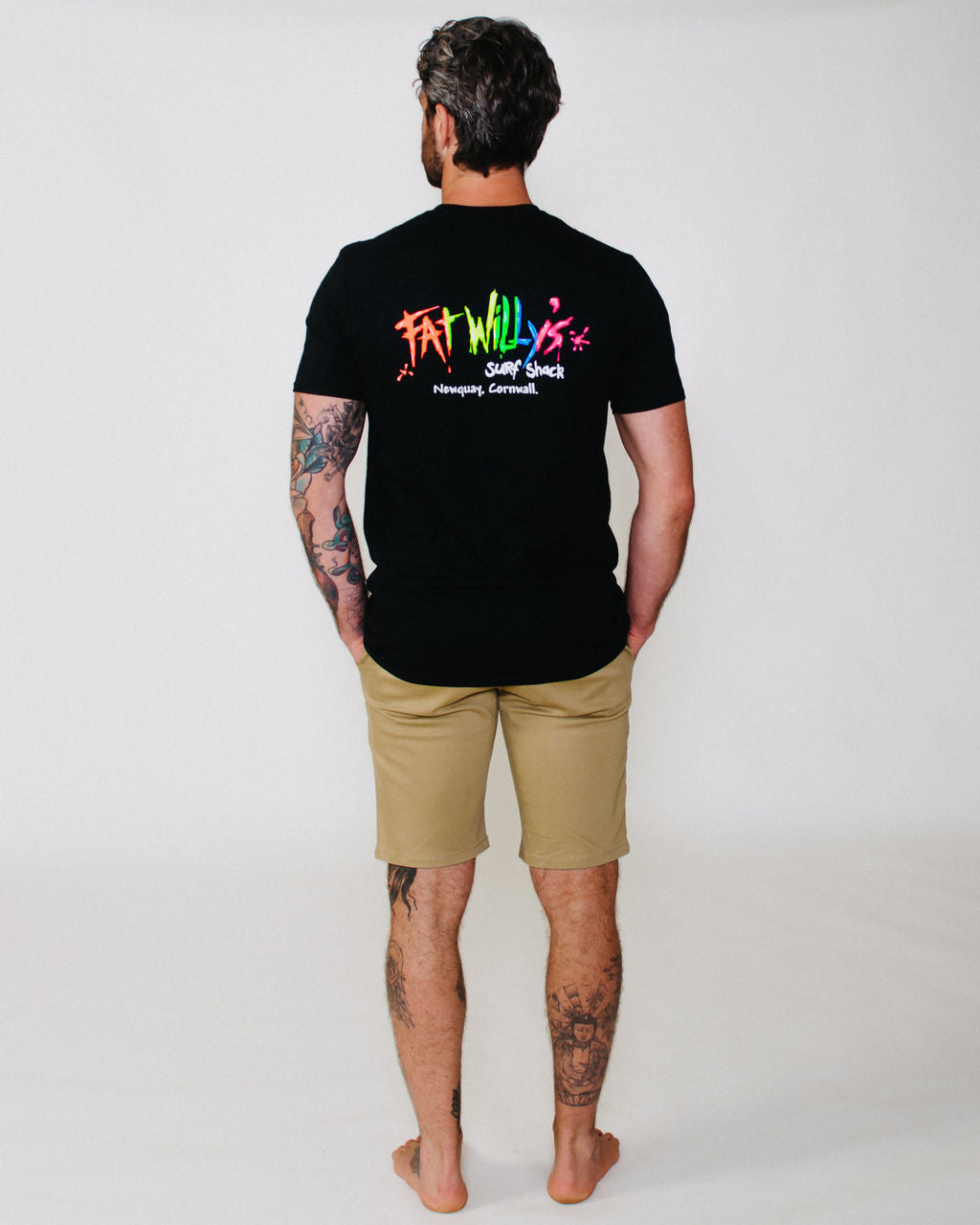 Fat Willy's Surf Shack Newquay Adult T Shirt Black