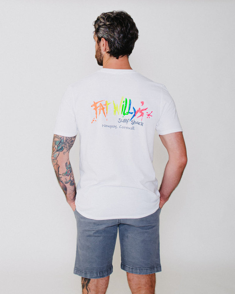 Fat Willy's Surf Shack Newquay Adult T Shirt White