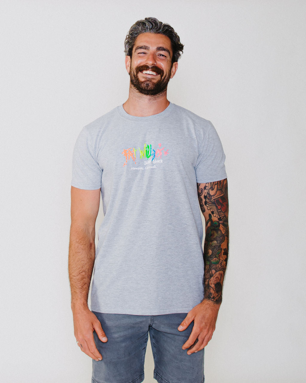 Fat Willy's Surf Shack Newquay Adult T Shirt Grey