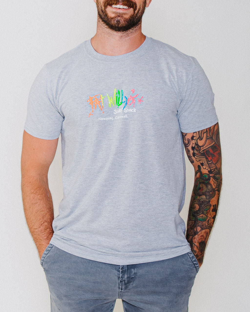 Fat Willy's Surf Shack Newquay Adult T Shirt Grey