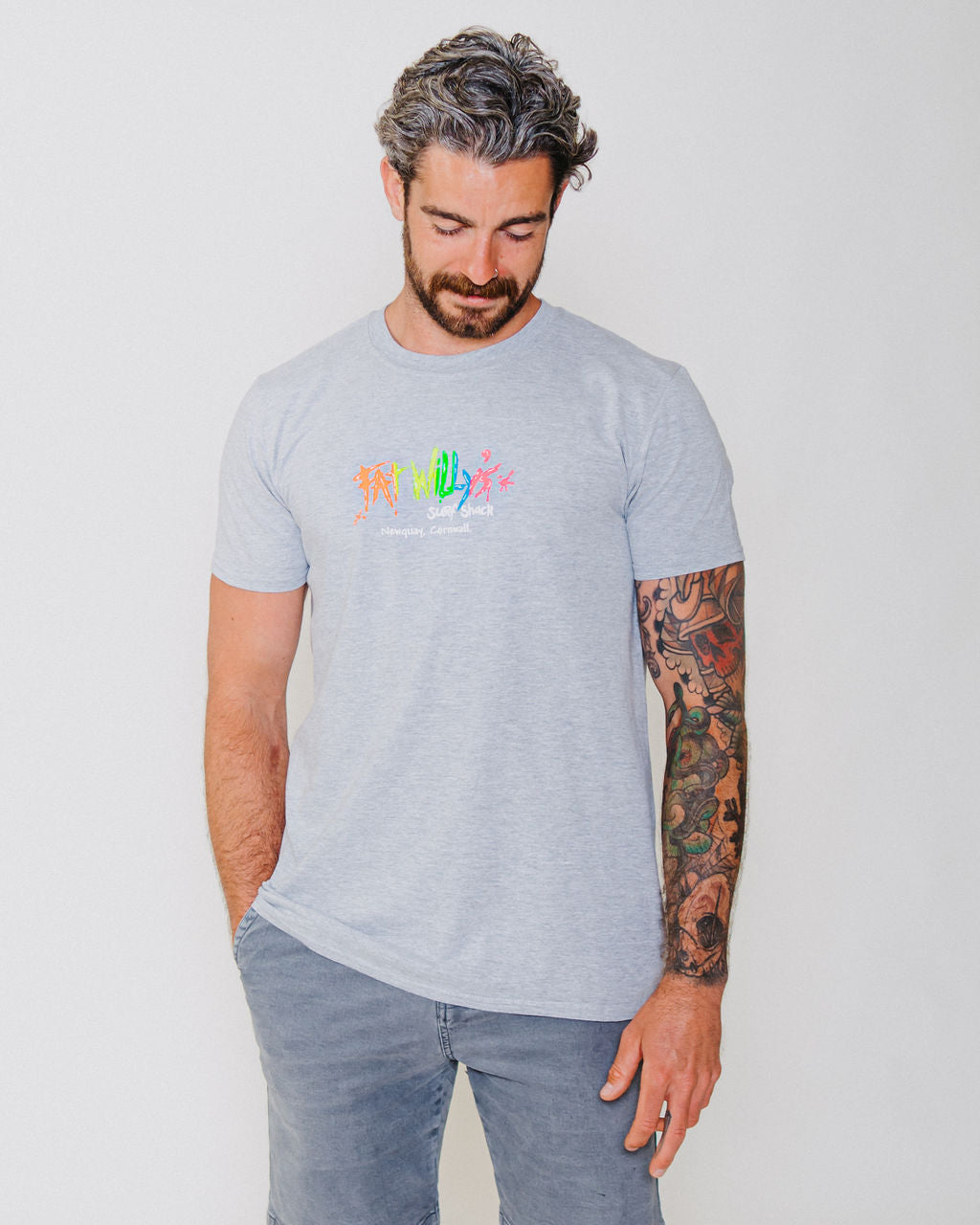 Fat Willy's Surf Shack Newquay Adult T Shirt Grey