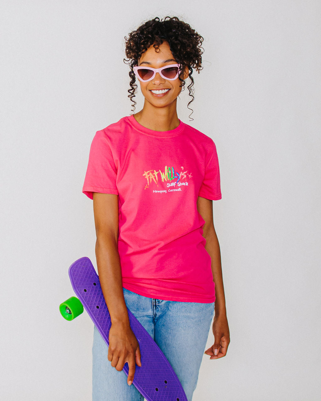 Fat Willy's Surf Shack Newquay Adult T Shirt Pink