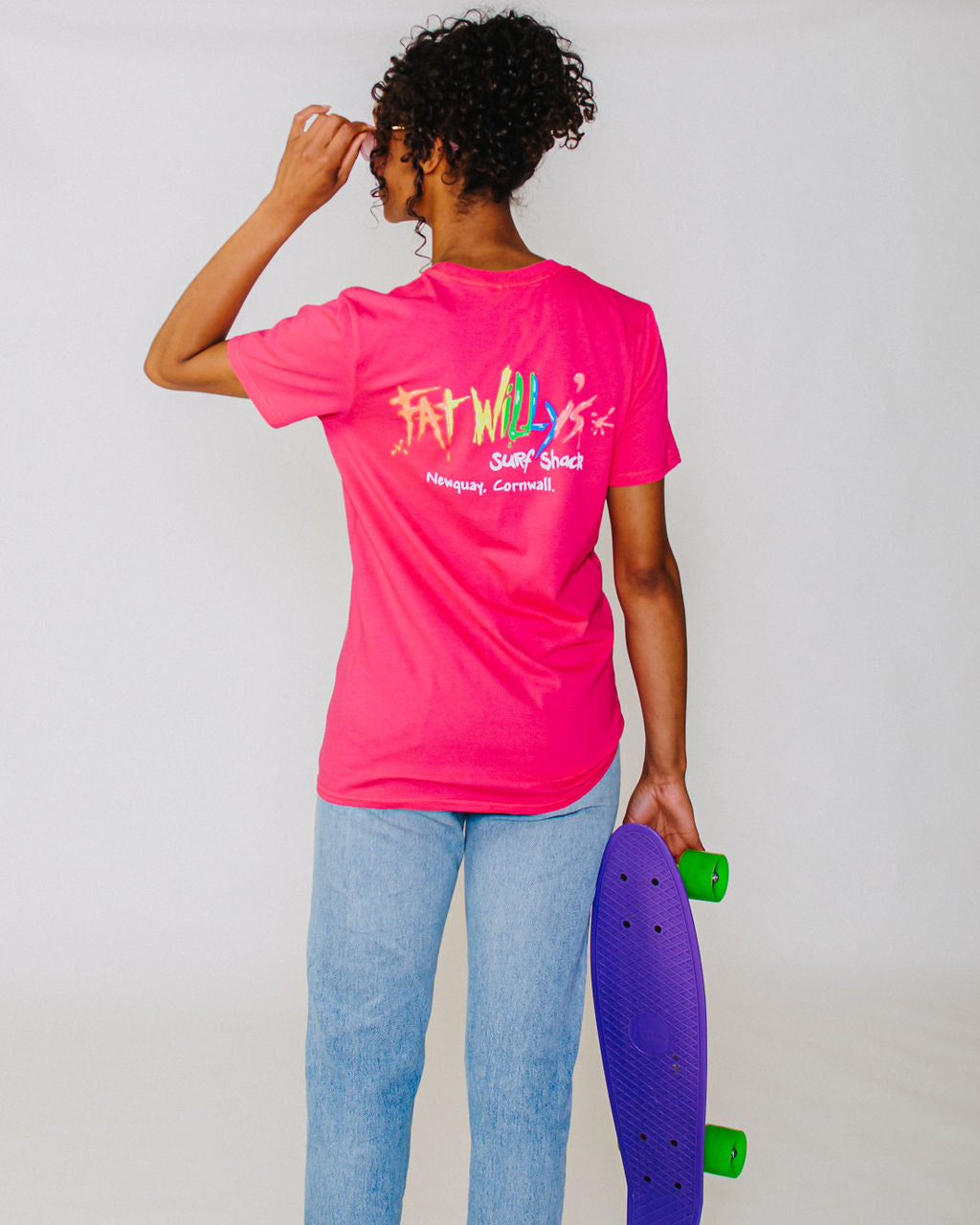 Fat Willy's Surf Shack Newquay Adult T Shirt Pink