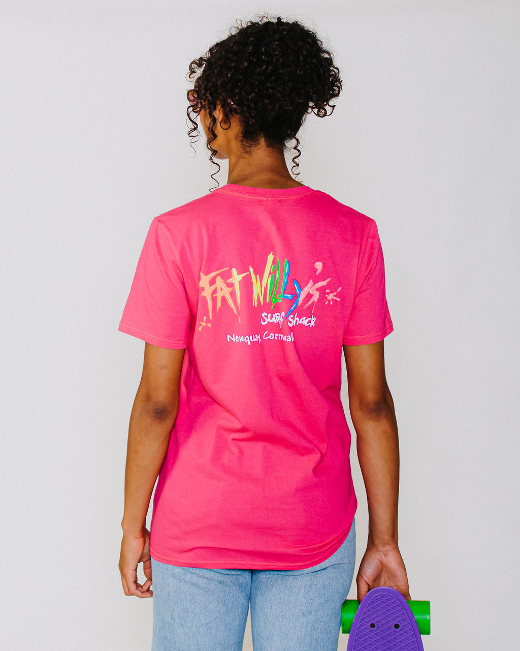 Fat Willy's Surf Shack Newquay Adult T Shirt Pink
