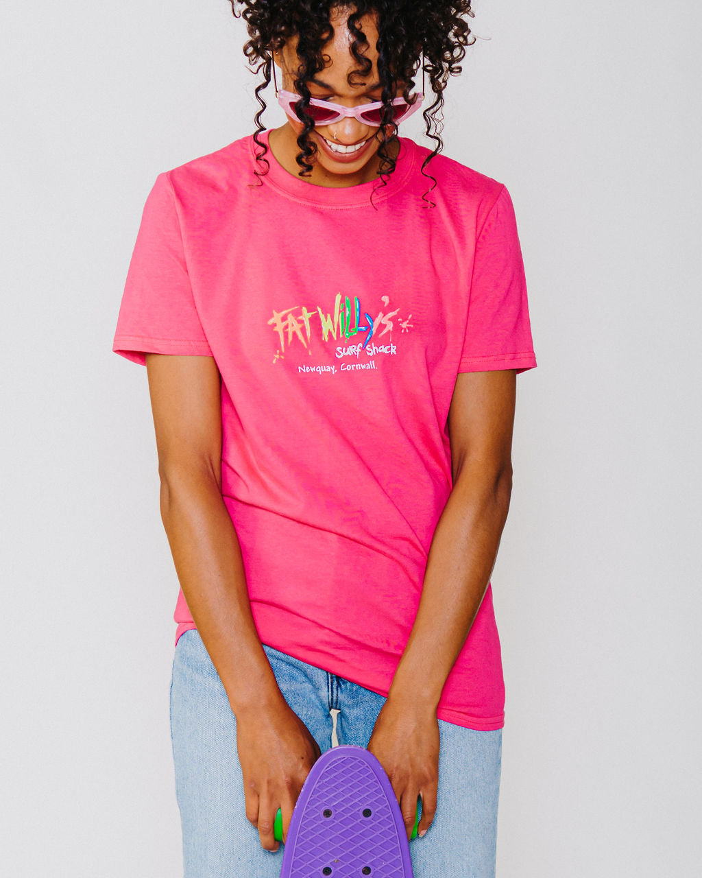 Fat Willy's Surf Shack Newquay Adult T Shirt Pink