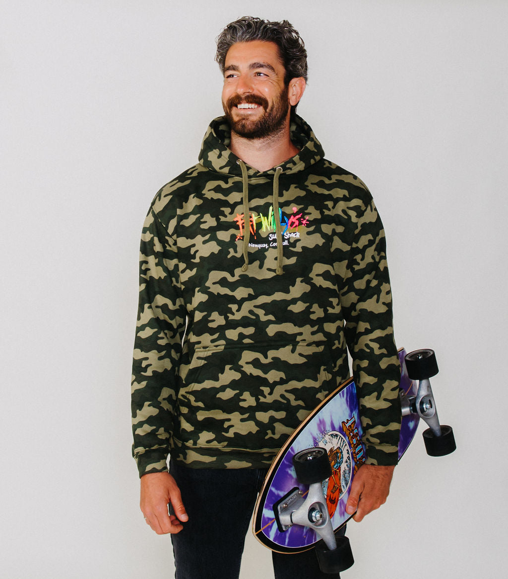 Fat Willy's Surf Shack Newquay Adult Hoodie Camouflage