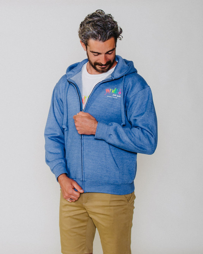 Adult Zip Hoodie Royal Blue Melange Fat Willy s Surf Shack