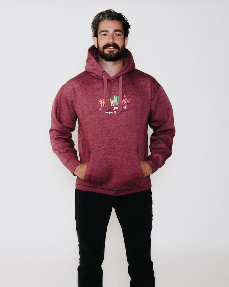 Fat Willy's Surf Shack Newquay Adult Hoodie Wine Melange