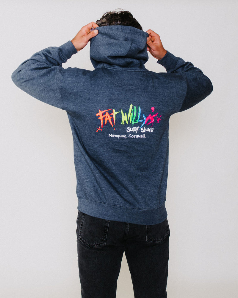 Fat Willy's Surf Shack Newquay Adult Hoodie Navy Melange