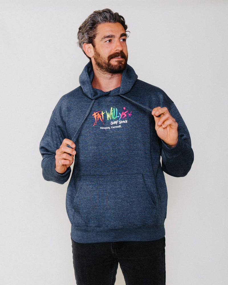 Fat Willy's Surf Shack Newquay Adult Hoodie Navy Melange
