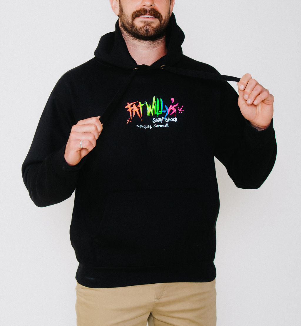 Fat Willy's Surf Shack Newquay Adult Hoodie Black