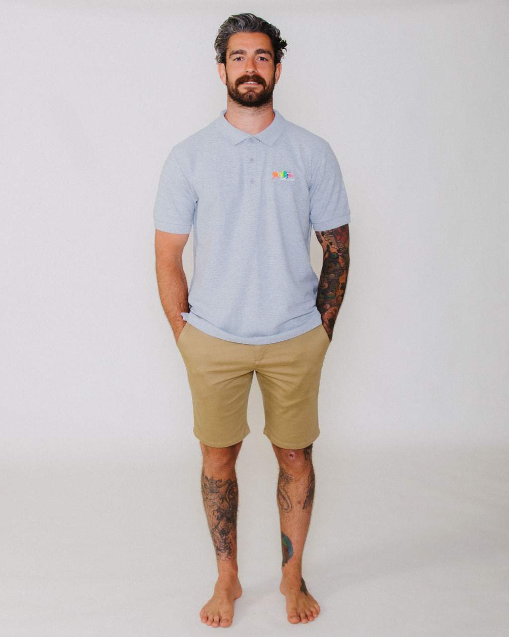 Fat Willy's Surf Shack Newquay Polo Shirt Heather Grey