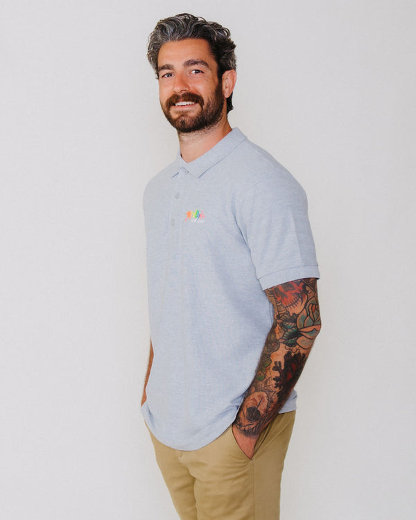 Fat Willy's Surf Shack Newquay Polo Shirt Heather Grey