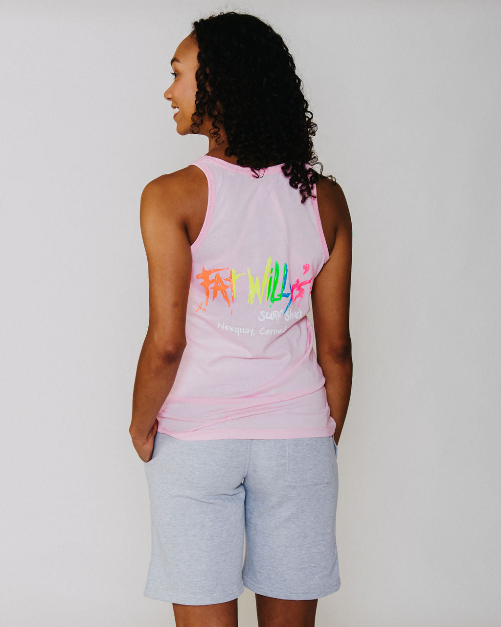 Fat Willy's Surf Shack Newquay Ladies Cut Vest Baby Pink