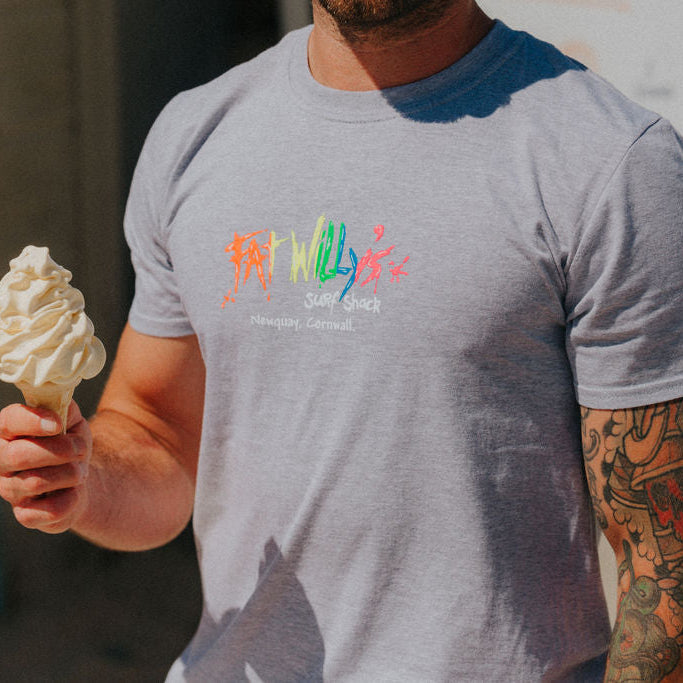 Fat Willy's Surf Shack Newquay Adult T Shirt Grey