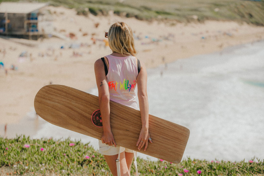 Fat Willy's Surf Shack Newquay Ladies Cut Vest Baby Pink