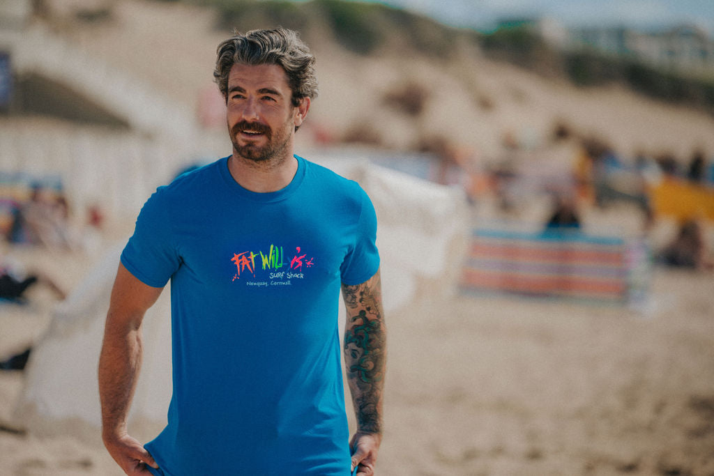 Fat Willy's Surf Shack Newquay Adult T Shirt Sapphire Blue