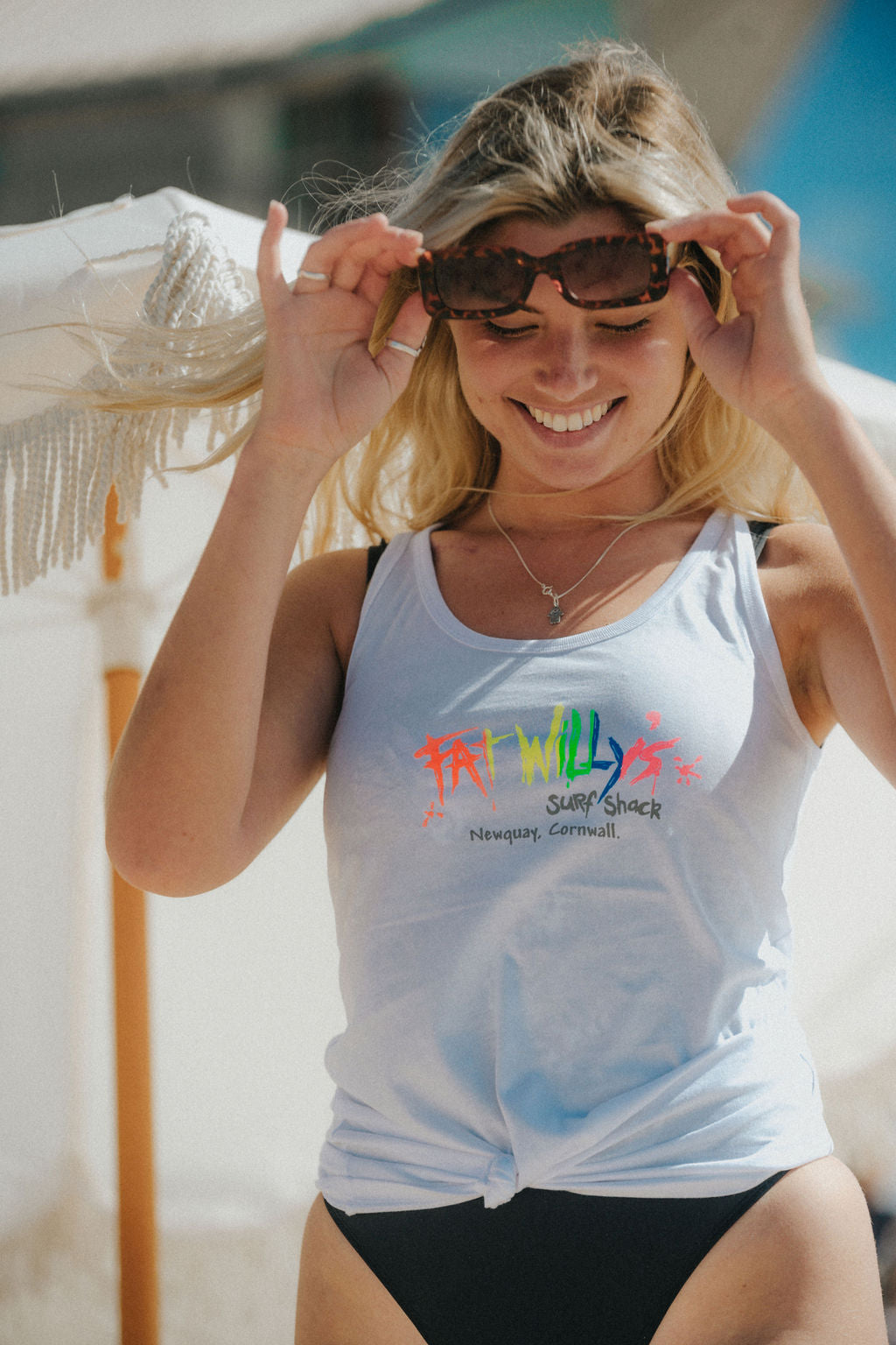 Fat Willy's Surf Shack Newquay Ladies Cut Vest White